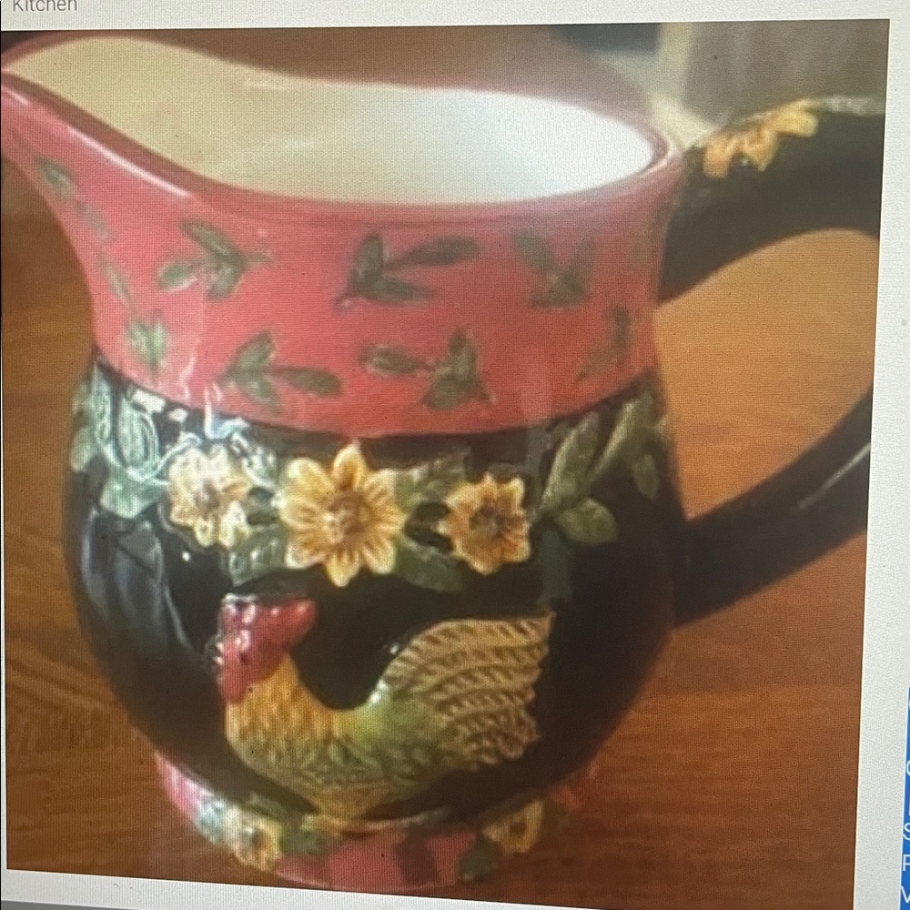 Small Ceramic Rooster Farmhouse Pitcher